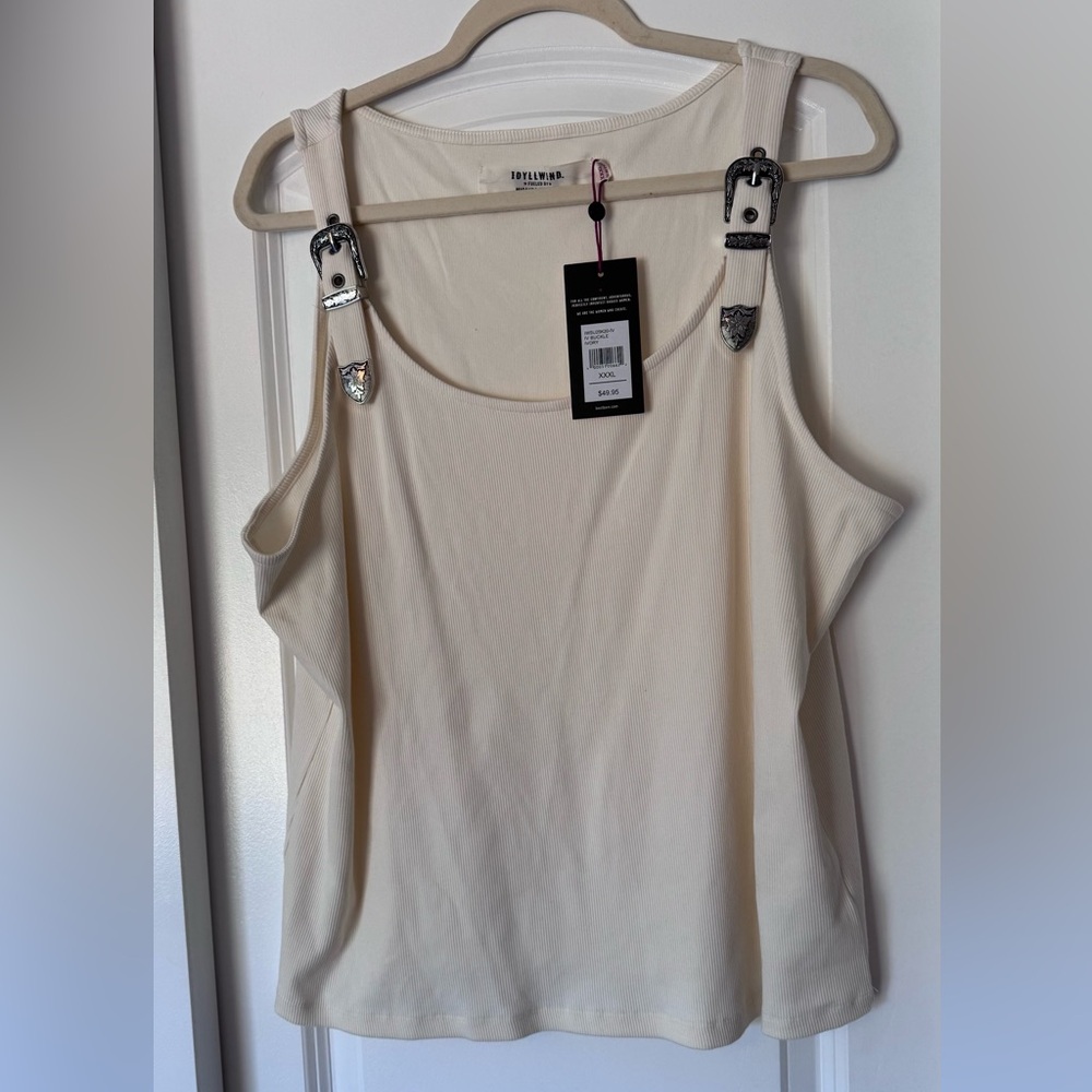 Idyllwind Cream Tank Top with Silver Details